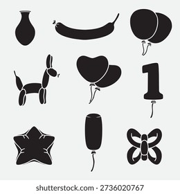 set of balloon good for icon, symbol, element design, silhouette design, etc