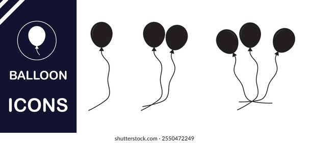 set of Balloon icon. birthday party decoration balloon icon.