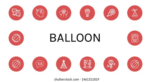 Set of balloon icons such as Speech bubble, Thinking, Balloon, Air balloon, Thought, Party hat, Beach ball, Chat, Fun hat, Talk, Hot air Entertainment ,
