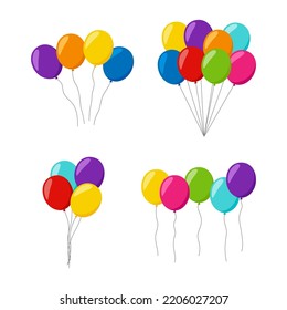 Conjunto de globos aislados en fondo blanco
