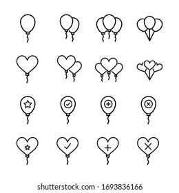 Conjunto de iconos de línea vectorial relacionados con globos. Paquete de símbolos lineales Premium. Ilustración vectorial aislada en un fondo blanco. Símbolos web para sitios web y aplicaciones móviles. Diseño moderno. 