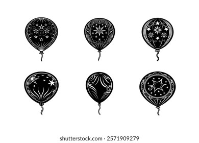 set of Balloon silhouette art