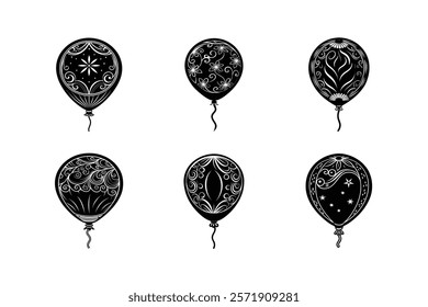 set of Balloon silhouette art