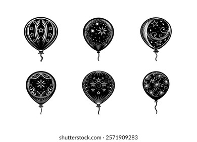 set of Balloon silhouette art