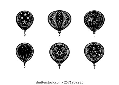 set of Balloon silhouette art