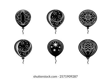 set of Balloon silhouette art