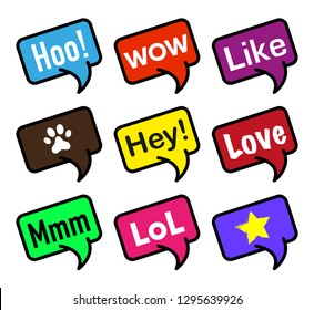 set of balloon speech bubbles with messages. vector illustration