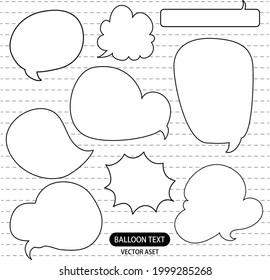 Set of balloon text cartoon vector illustration designs.