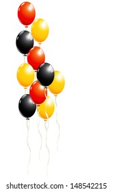 Set of balloons in black, red and gold, in Germany national colors