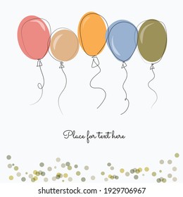 set of balloons and falling confetti with place for text isolated on white background. Eps 10 vector file.