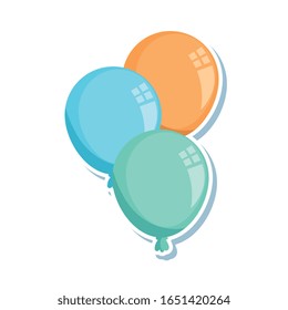 set balloons helium decoration isolated icons vector illustration design