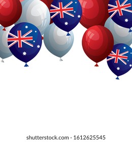 set balloons helium with flag australia vector illustration design