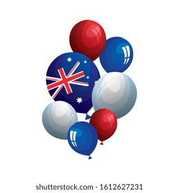 set balloons helium with flag australia vector illustration design