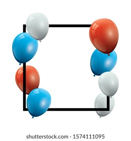set balloons helium with square frame vector illustration design