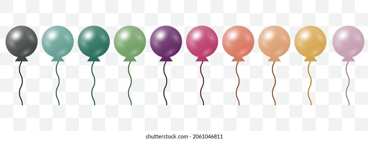 Establece el fondo transparente del icono de globos. Ilustración vectorial.