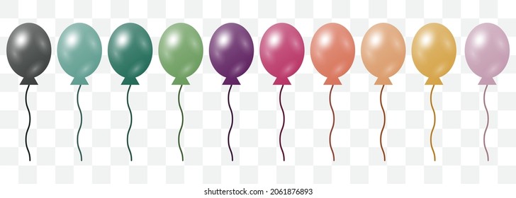 Set balloons icon transparent background. Vector illustration.