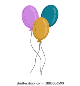 Un conjunto de globos está aislado en un fondo blanco. Ilustración vectorial para tarjetas de felicitación y tarjetas de San Valentín.