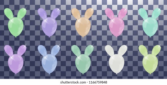 Set of balloons, rabbit ears, colorful colors for use.happy Birthday. Announcement / poster / flyer /