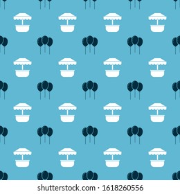 Set Balloons with ribbon and Attraction carousel on seamless pattern. Vector