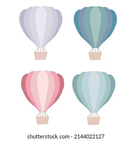 Set of balloons in the sky. Decor for the children's room balloons and derezhables. Vector illustration isolated on white background