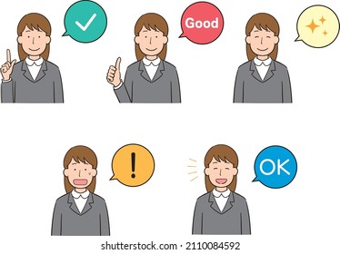 A set of balloons that express the feelings of female office workers