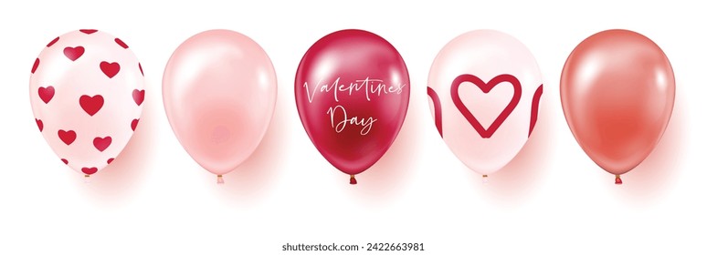 Set of balloons with Valentine's Day print. Holiday decoration.