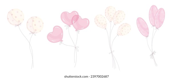 Set of balloons for Valentine's Day.Vector graphics.