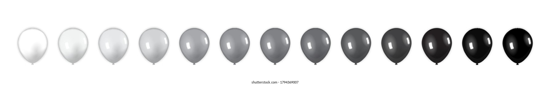 set of balloons in various shades of gray from white to black. vector illustration. EPS10