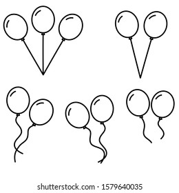 Set of balloons vector icon isolated on white background. Modern simple flat birthday balloon sign. Celebration, internet concept. Vector helium balloon for website, web button, mobile app. logo.