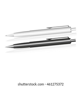 Set  ballpoint pens isolated. Vector illustration.