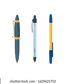 A set of ballpoint pens. Stationery. Vector illustration 
