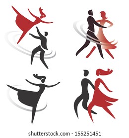 Set of ballroom, dancing and ballet icons. Vector illustration