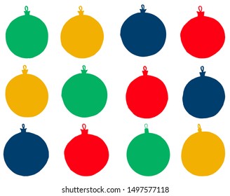 Set of balls for the Christmas tree of different colors, holiday decoration.