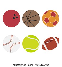 Set of balls for different sports. Icons of sports balls. Vector illustration.