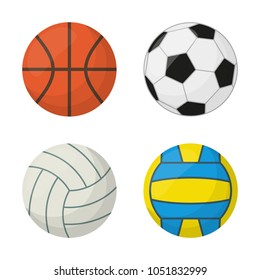 Set of balls for different types of sports, isolated on white