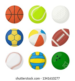 Set of balls for different types of sports, isolated on white