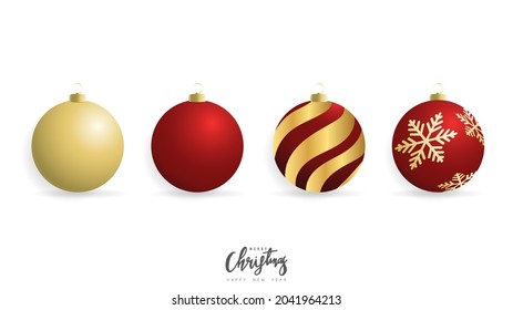 Set Balls isolated on white background Element in Christmas holiday , Flat Modern design , illustration Vector EPS 10