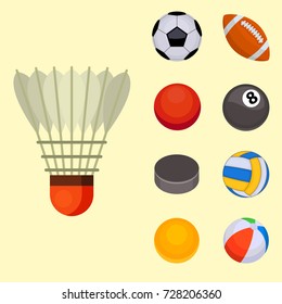 Set of balls isolated tournament win round basket soccer hobbies game equipment sphere vector illustration