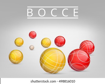 A set of balls to play bocce and petanque. Vector illustration.