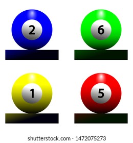 Set of balls for pool glossy set of pool balls. Vector illustration Set of snooker balls, illustration make transparent objects, isolated