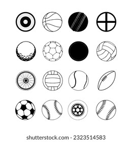 Set of balls for sport, activity and game. Set ball sports icons symbols.