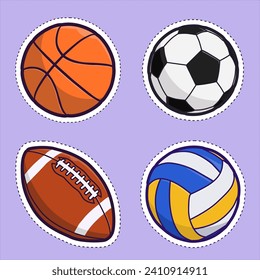 set of balls sticker vector illustration