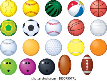 Set of balls for various sports