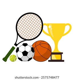 Set of balls for various sports games, vector illustration. Inventory for sportsmen, objects on white background