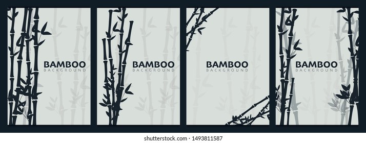 Set of Bamboo forest backgrounds. Nature of Japan or China