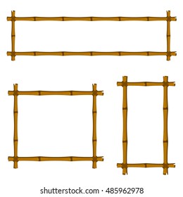 Set of Bamboo Frame on White Background. Vector Illustration.