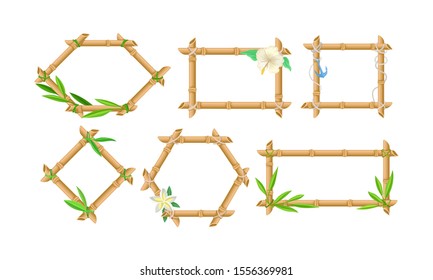 Set Of Bamboo Frames Of Different Shapes Vector Illustration