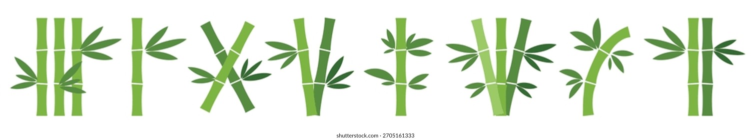 Conjunto de iconos de bambú Ilustración vectorial