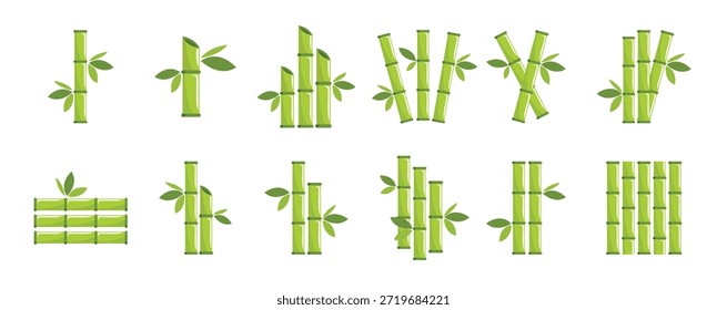 Conjunto de iconos de bambú Ilustración vectorial