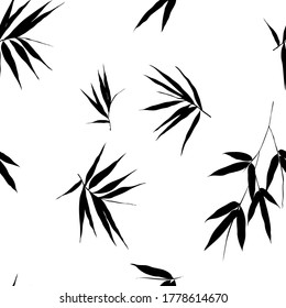 Set of bamboo isolated on white background. Seamless vector illustration.